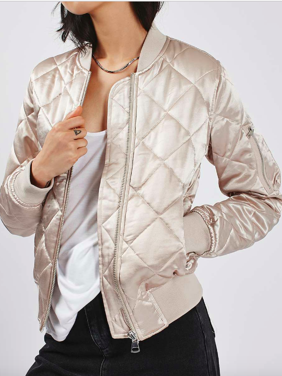 Topshop Quilted Shiny MA1 Bomber Jacket