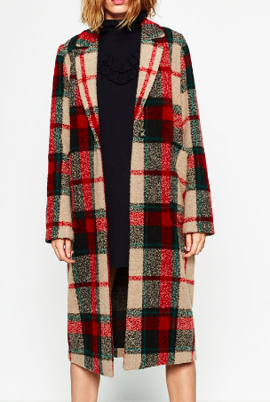 Zara long check coat
