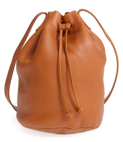Baggu Pebbled Leather Bucket Bag