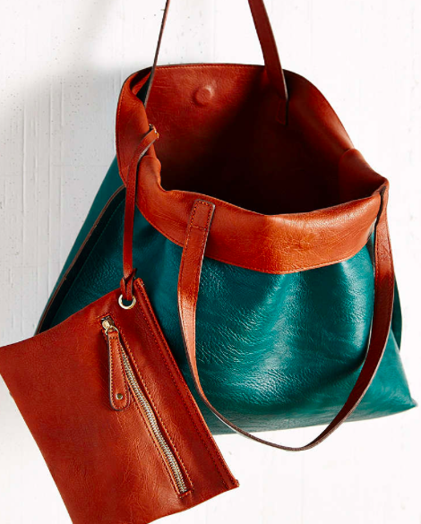 Reversible Vegan Leather Tote Bag
