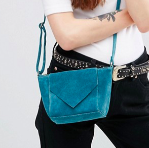 ASOS Suede Festival Cross Body Bag With V Flap