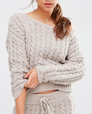 ASOS Lounge Cable Sweater in Chenille