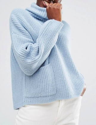 Monki Roll Neck Sweater With Pocket Detail