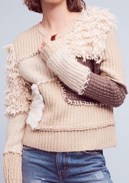 Fringed Patchwork Pullover