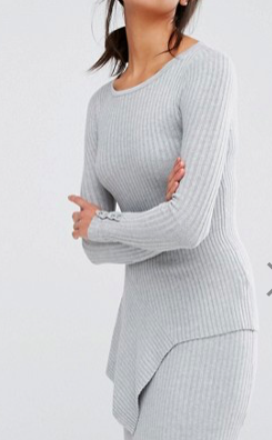River Island Ribbed Knit Asymmetric Sweater