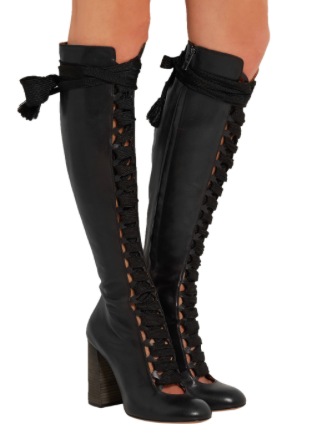 CHLOÉ Lace-up leather knee boots
