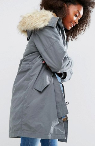ASOS Parka with MA1 Styling and Removable Fur Liner