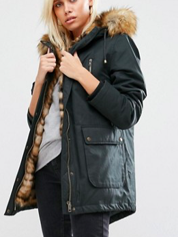 ASOS Parka with Faux Tiger Fur Lining
