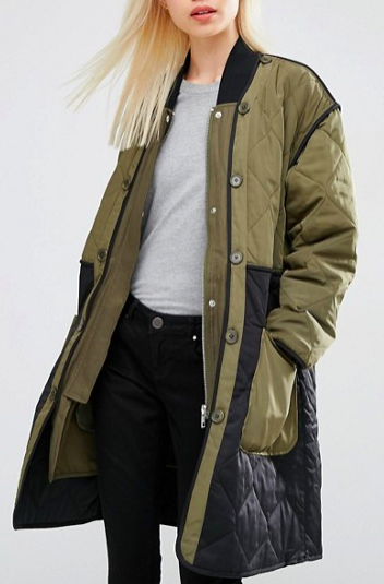 ASOS 2 In 1 Parka with Color Block in Quilt