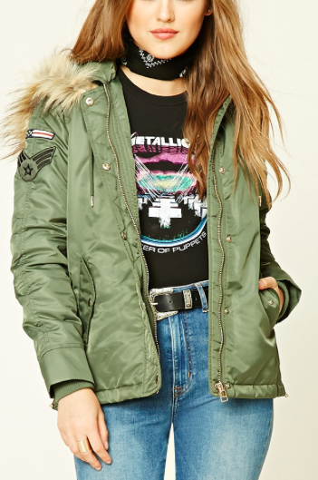 Forever 21 Army Patch Jacket