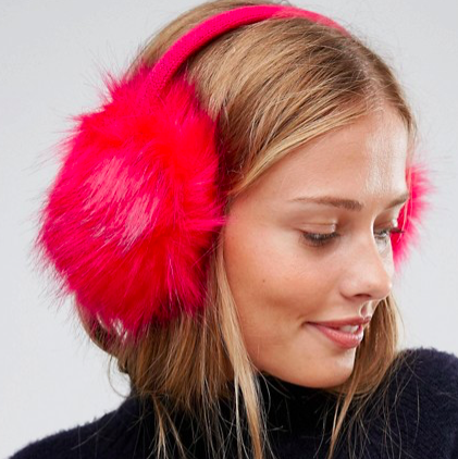 ASOS Faux Fur Bright Pink Earmuffs