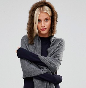 Alice Hannah Fur Trim Hooded Scarf