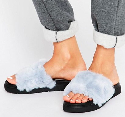 ASOS FLUFFIE Faux Fur Sliders