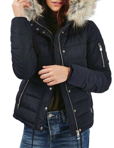 Woody Faux Fur Hood Puffer Jacket  TOPSHOP