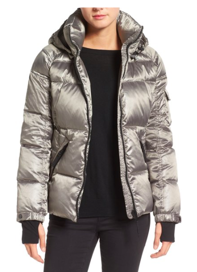 S13 'Kylie' Metallic Quilted Jacket with Removable Hood  S13/NYC