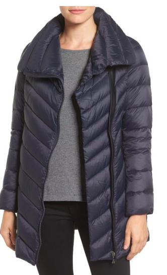 Asymmetrical Chevron Quilted Down Coat  SAM EDELMAN