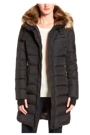 S13 'Uptown' Quilted Coat with Faux Fur Trim  S13/NYC