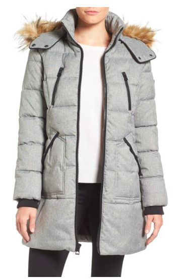 Expedition' Quilted Parka with Faux Fur Trim  GUESS