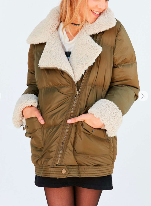 Silence + Noise Jessa Sherpa Lined Puffer Coat