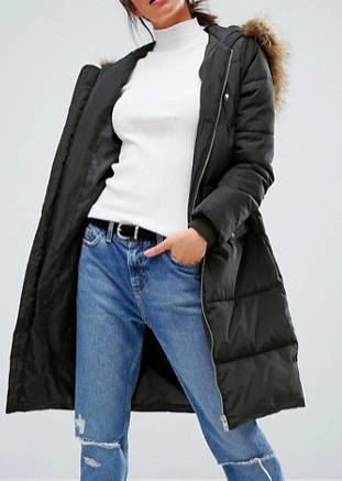 New Look Faux Fur Padded Maxi Coat