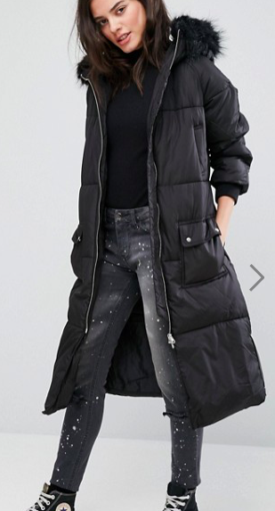New Look Petite Faux Fur Hood Padded Coat