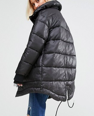 Puffa Oversized Longline Padded Jacket With Fishtail Detail