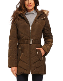 Jessica Simpson Belted Down with Faux Fur Trim