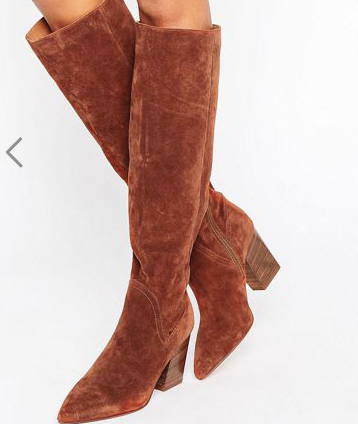ASOS CARINA Suede Pointed Slouch Knee High Boots