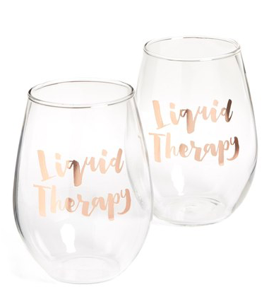 SLANT COLLECTIONS Liquid Therapy Set of 2 Stemless Wine Glasses