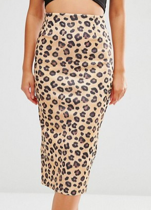 ASOS Scuba Pencil Skirt in Leopard Print