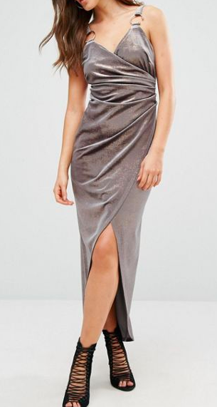 River Island Crushed Velvet Wrap Dress