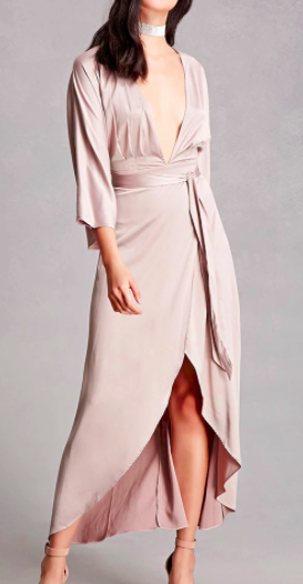 FOREVER 21 Satin High-Low Wrap Dress