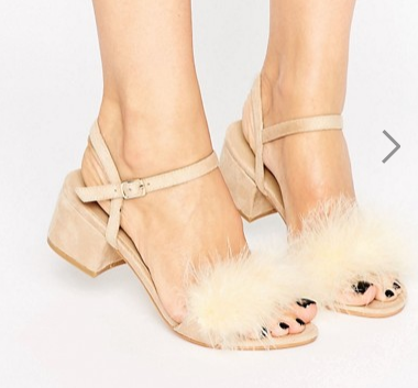 Boohoo Fluffy Trim Block Heel