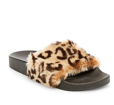 Steve madden leopard fur slides