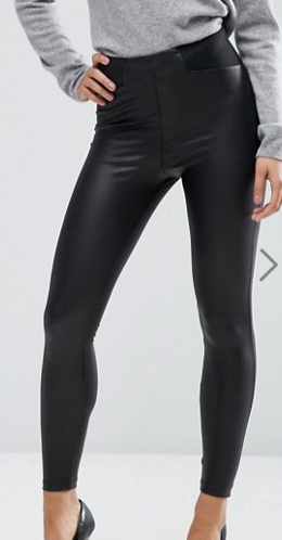 ASOS Leather Look Leggings with Elastic Slim Waist