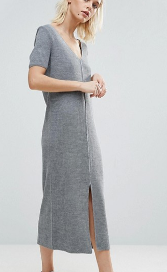 ASOS Knit Dress In Marl With Split Front