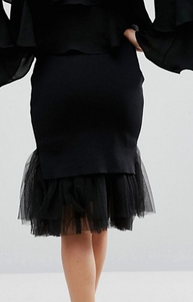 Zacro Knitted Skirt With Organza Hem