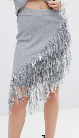 ASOS Co-Ord Knitted Skirt with Metallic Fringing