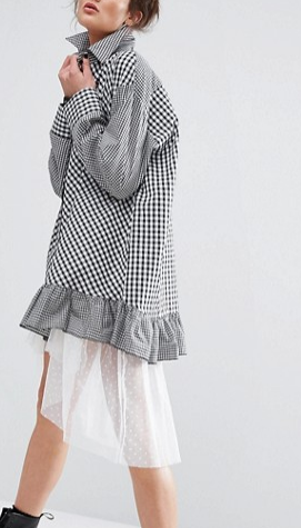 The Ragged Priest Shirt Dress In Gingham With Patch
