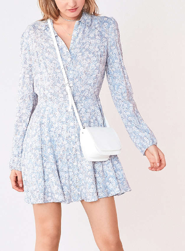 Kimchi Blue Sabrina Floral Long-Sleeve Mini Shirt Dress