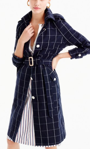 J.CREW Collection trench coat in windowpane