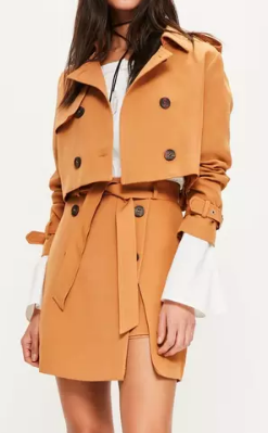 MISSGUIDED tan cropped trench jacket