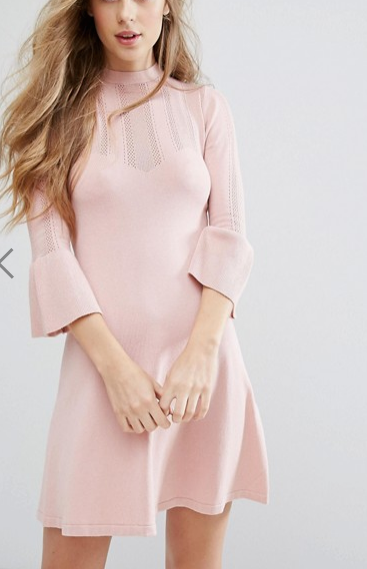 Miss Selfridge Pointelle Fluted Sleeve Dress