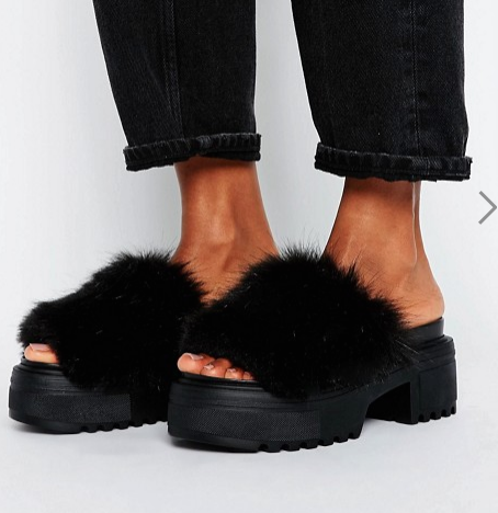 ASOS TOOTY FRUITY Furry Chunky Mules