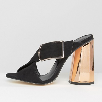 New Look Buckle Suedette Heeled Mule