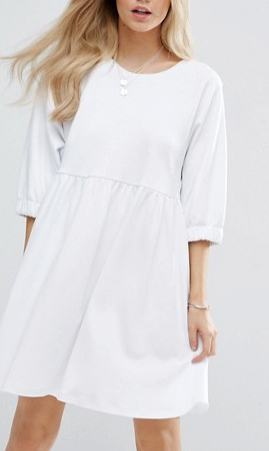 ASOS PETITE Cotton Smock Dress with Elastic Cuff Detail