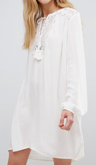b.Young Long Sleeve Tunic Dress With Lace Insert