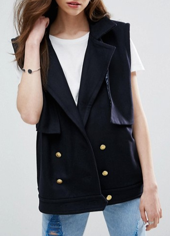 Ganni Taylor Cropped Sleeveless Trench Vest