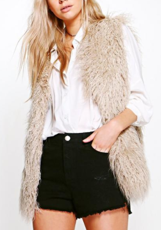 Boohoo Lola Shaggy Faux Fur Gilet