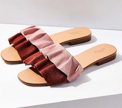 UO Suede Ruffle Slide